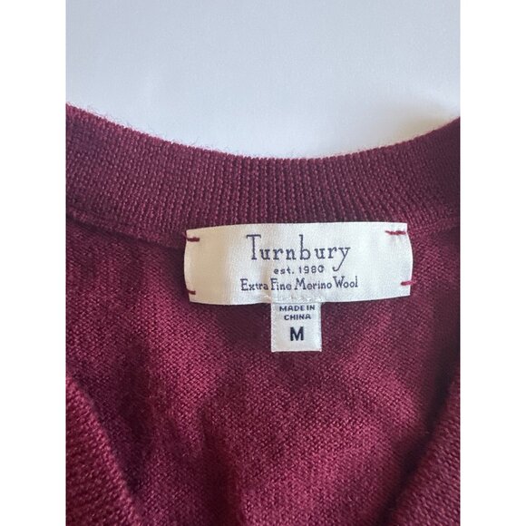 Turnbury Extra Fine Merino Wool Sweater Vest M Burgundy V-Neck Pullover Sleevele - Picture 7 of 7